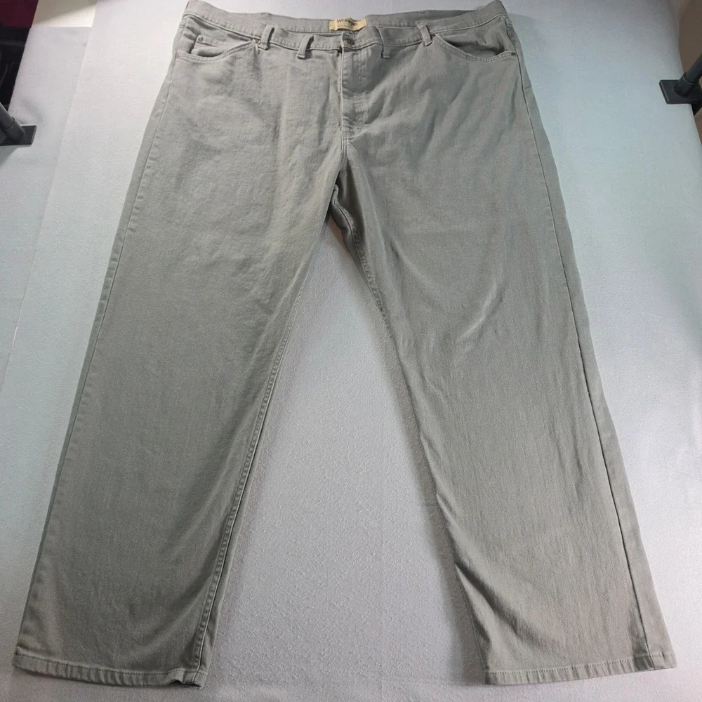 Wrangler Authentics Mens Straight Leg Pants Sage Gray Casual Utility 44x30
